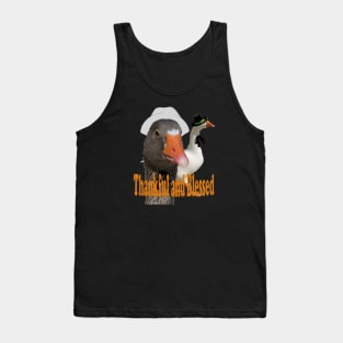 Thankful and Blessed Thanksgiving Pilgrim Ducks In Costume Tank Top
